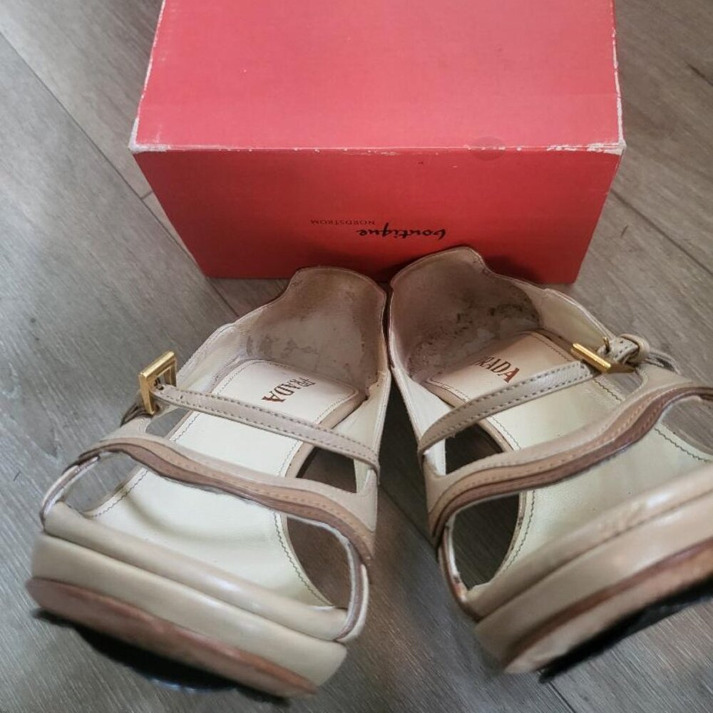 Prada Vintage Taupe Sandal, 36.5 - Picture 5 of 6
